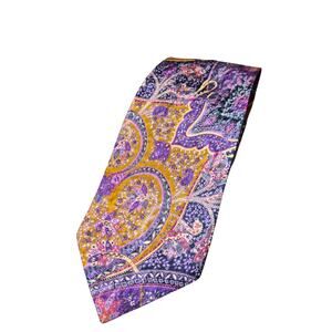 Vintage Reine Seide Purple and Orange Paisley Necktie 100% Silk Gino Pilati